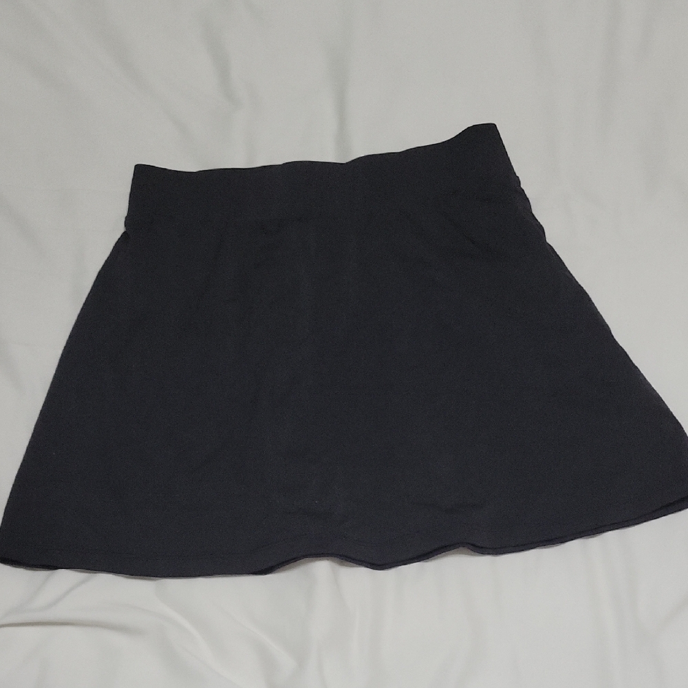 Black Elastic A Line Mini Skirt